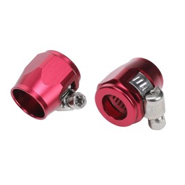 AC PERFORMANCE - 6 AN Hex Hose End Fitting Clamp Finisher Aluminum Red, Pack of 2