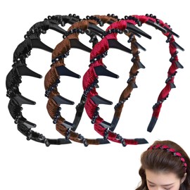 3 Pcs Velvet Rhinestone High Cranium Wave Headbands- Elegant Non Slip Hairbands with Teeth, Wide Boho Bridal Fashion Accessories for Women Girls- Wedding Party Daily Wear Hair Hoop Set