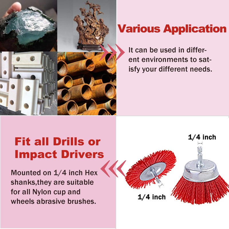 Rocaris 10 Pack Nylon Filament Abrasive Wire Brush Wheel &