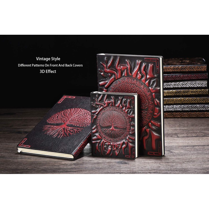 YHH A6 Pocket Notebook Hardcover, Vintage Leather Journal Diary Embossed