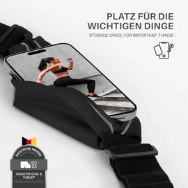 moex® Easy Bag für Motorola Moto G15 Laufgürtel für Handy, Lauftasche Jogging, Handytasche zum Joggen, Sport Bauchtasche wasserdicht, Fitness Running Belt – Schwarz