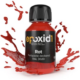 epoxid1® Epoxy Resin Colour Paste, Opaque Epoxy Resin Paint, Paste for Dyeing Resin, Strong Opaque & Brilliant, Colours for Epoxy Resin (Red RAL 3020)