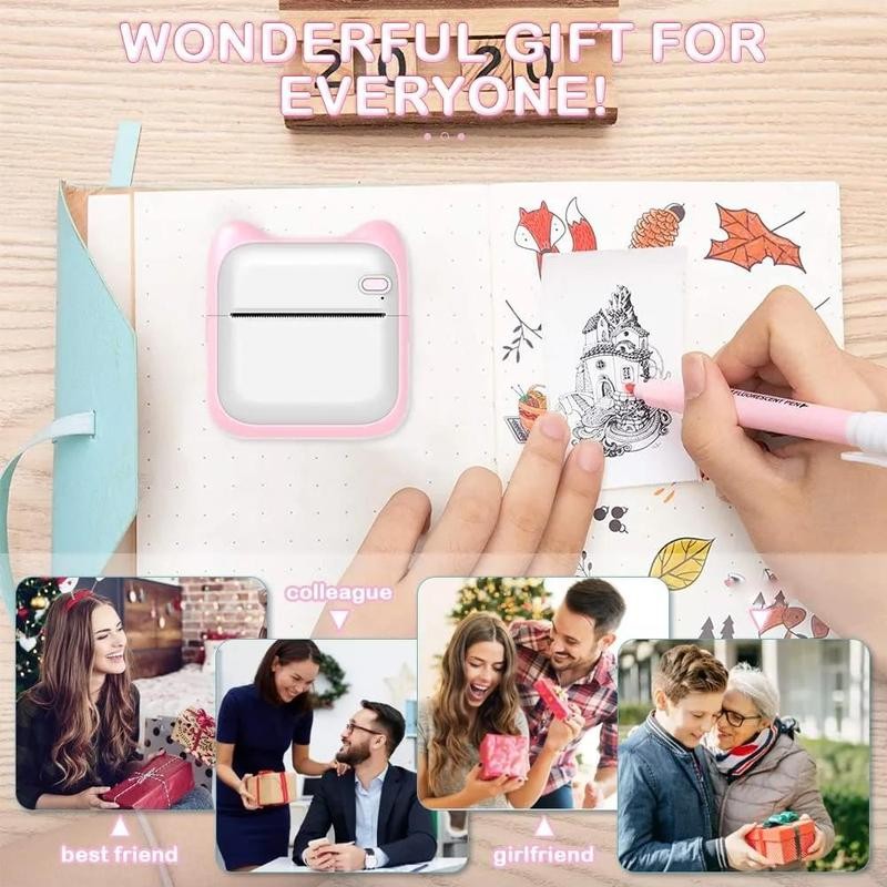 Portable Thermal Printer, 1 Set USB Charging Mini Printer, Small Pocket