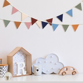 VitalCozy 17 ft Pennant Banner Flags, 2 Pcs Nursery Garland Triangle Bunting Flag Double Side Baby Banner for Boho Decor Baby Shower Birthday Wedding Party Event, Each 8.5 ft(Retro Colors)