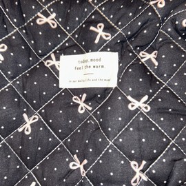 today mood 3 PCs Quilted Makeup/ Travel Bag Today Mood Black With Pink Bows .