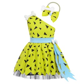 OBEEII Bambam Costume Baby Boy Fred Costume Kids Historical Stone Age Cave Man Outfits for Caveman Cavegirl Party Photo Shoot green 2-3 Years