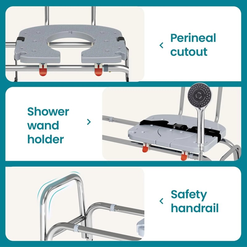 WAYES 400lb Sliding Tub Transfer Bench Shower Chair Shower Bench