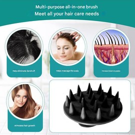 Set de 4 Cepillos de Baño de Silicona, Cepillo Corporal con Mango Largo, Cepillo Facial, Cepillo para Champú, Cepillos de Masaje con Cerdas Suaves,No hace falta pedir ayuda para un masaje en la espalda. (Black)