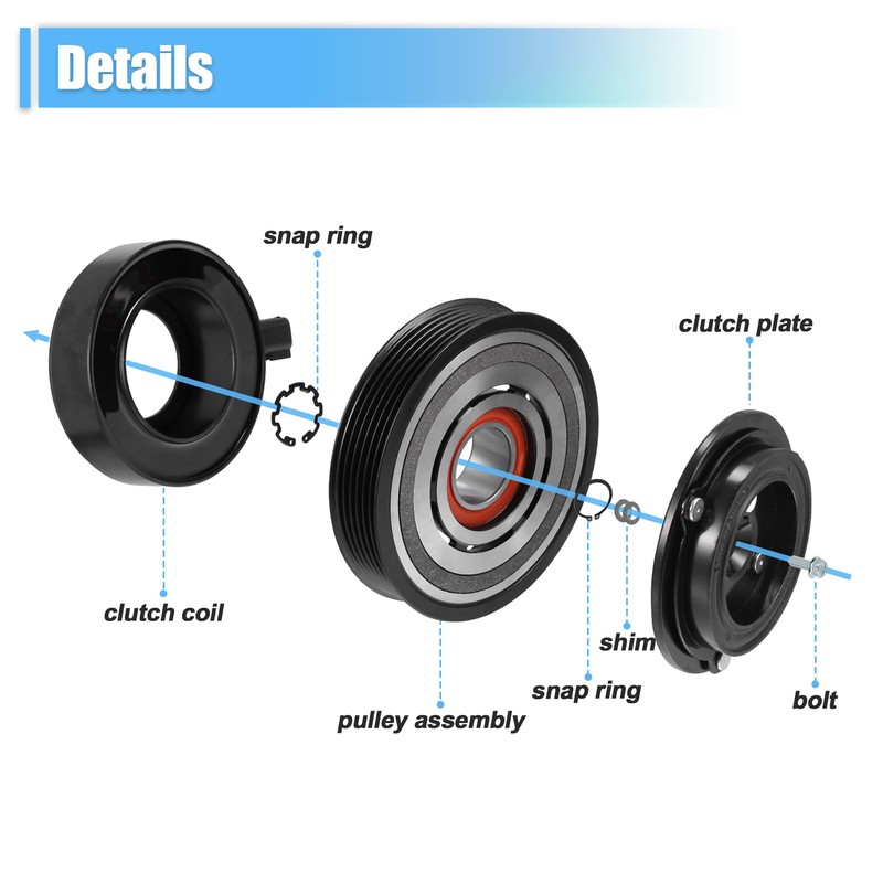 X AUTOHAUX 1 Set AC Compressor Clutch Kit Pulley Coil