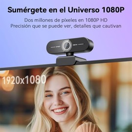 eMeet Cámara Web C60E AF 1080P para PC con Micrófono Dual con Cancelación de Ruido, Cubierta de Privacidad, Enfoque Automático, Ángulo de Visión de 73
