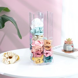 OAOLEER Acrylic Scrunchie Holder Organizer, Hair Ties Display Stand, 4 Tier Hair Accessories Organizer Storage for Bracelets Bangle Watches (Type-A)