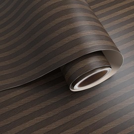 VaryPaper 15.7''x315'' Dark Brown Wood Stripes Peel and Stick Wallpaper Wood Look Contact Paper for Cabinets Walls Waterproof Removable Self Adhesive Wood Vinyl Wrap for Furniture Countertops Desk