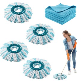 Zosenyer Pack of 4 Floor Mop Replacement Covers for Leifheit Clean Twist Disc Mop/Clean Twist Disc Mop Ergo, Mop Replacement Head with 5 Microfibre Cloths, Strong Decontamination for All Floors