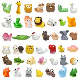 48pcs Mini Resin Animals, Tiny Resin Animals Figurines for Fairy Garden Accessories & Dollhouse Decorations, Miniature Figurines Bulk for Craft Decor DIY Micro Landscape Scenes, Birthday Party Favors