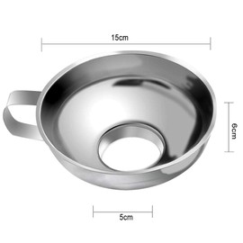 Stainless Steel Canning Funnel 15cm Wide Kitchen Funnel with Handle for Liquids, Oil, Jam and Beans, Silver
