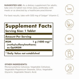 Solgar MSM 1000 mg - 120 Tablets - Gold Formula