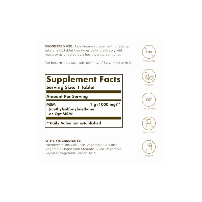 Solgar MSM 1000 mg - 120 Tablets - Gold Formula