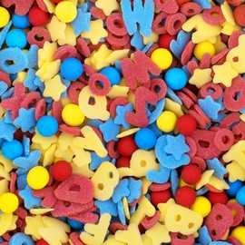 Günthart BackDecor ABC Mix Sugar Sprinkles in Bright Colours Blue, Yellow and Red, Suitable for Back to School or for a Children's Birthday, Pack of 1 (1 x 95 g)