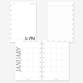 MAY PAPER CO. 2026 Half Letter Classic Monthly Planner Refill, Month on Two Page Agenda Refill for 8-Discs Notebook Levenger Circa Junior, Arc by Staples, TUL Junior 5.5 x 8.5 (Separable Months, Monday Start)