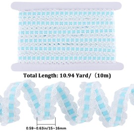 CABODYALS 9.97M Blue Stretch Floral Lace Trim Elastic Stretchy Ribbons Braided Nylon Vintage Embroidery Stretchy Embroidered Braid Stretch Trim for Sewing Making Clothing Diy Pillow Decor Supply