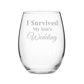 I Survived My Son's Wedding Stemless 21 oz Wine Glass - Set of 4