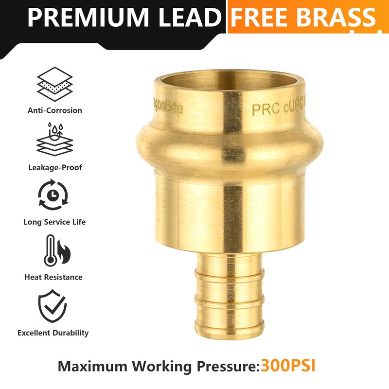 (Bottled) 10-Pack HeSun Copper Press Fitting Adapter, 3/4" PRESS X