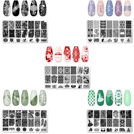 Nail Image Plate Set, 5 Piece Set (105 Patterns) Nail Plates, Irregular Patterns, Geometric Patterns, Pattern Stamp Templates, Nail Image Plates, Nail Stencils