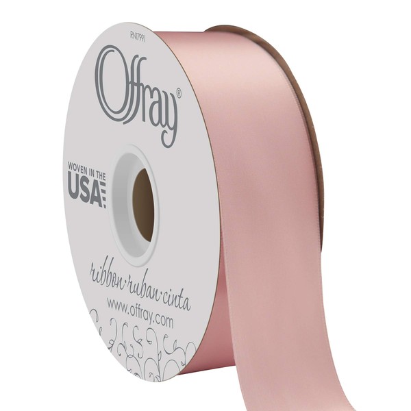 Berwick Offray 1.5" Wide Double Face Satin Ribbon, Pink Blush Pink, 50 Yds