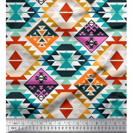 Soimoi Cotton Voile Fabric Aztec Kilim Print Fabric by The metre 42 Inch Wide