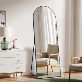 Simple Deluxe Arched Wall Mirror Full Length, 59"x16" Floor Mirror with Stand, Wall Mounted Mirror for Bedroom, Full Length Body Floor,Black