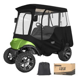 10L0L 2 Passenger Golf Cart Enclosure for Yamaha G14 G16 G22 G29 Drive 2,Waterproof 600D Rain Cover,with Side Mirror Opening,Transparent Tail Light Panel,Foldable Door,Windshield,4-Sided Clear Windows
