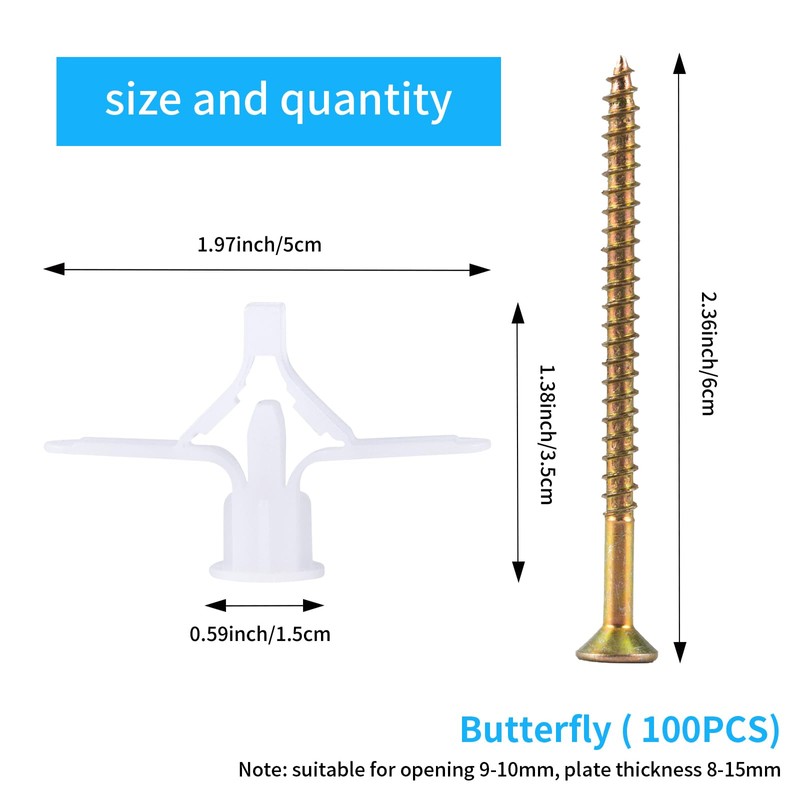 50 Sets of Cavity Dowels, Butterfly, Expansion Dowels, Cavity Wall