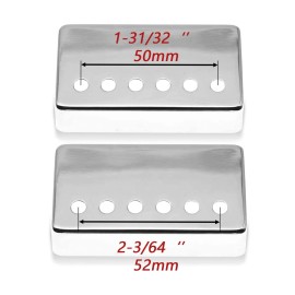 Cheerock 2Pcs Chrome Guitar Humbucker Covers, 50/52mm Silver Pickup Covers Set for Enh...