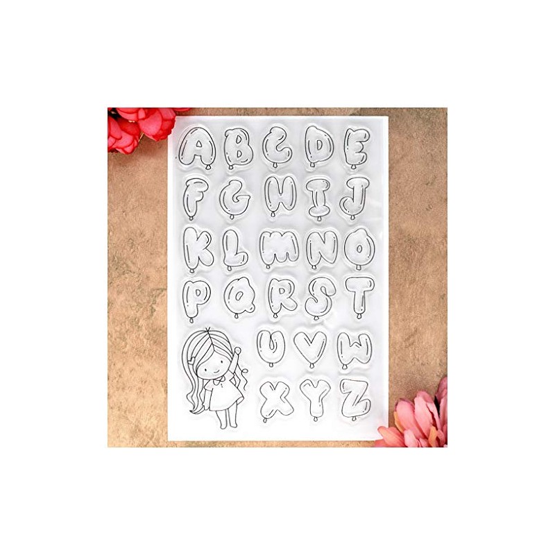 Kwan Crafts ABC Balloons Girl English alphabet Letters Clear Stamps