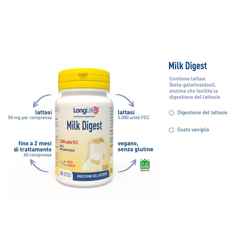 LongLife® Milk Digest | Integratore di lattasi con 5.000 FCC