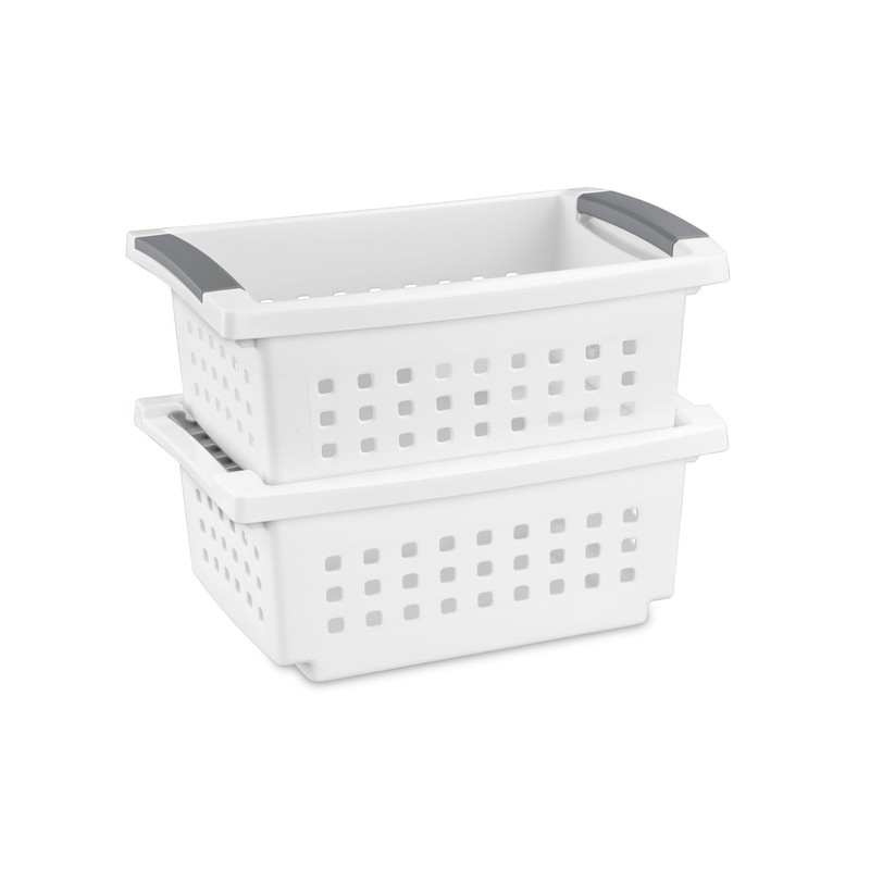 Sterilite 16608008 Small Stacking Basket with Vertical Stacking Functionality and