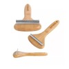 T Shaped Wood Handle Dog Deshedding Tools Loose Hair and