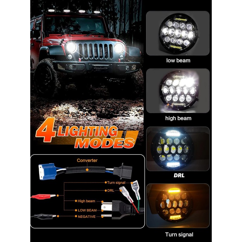 Nartoup for Freightliner Coronado 7inch Round LED Headlights + 4inch