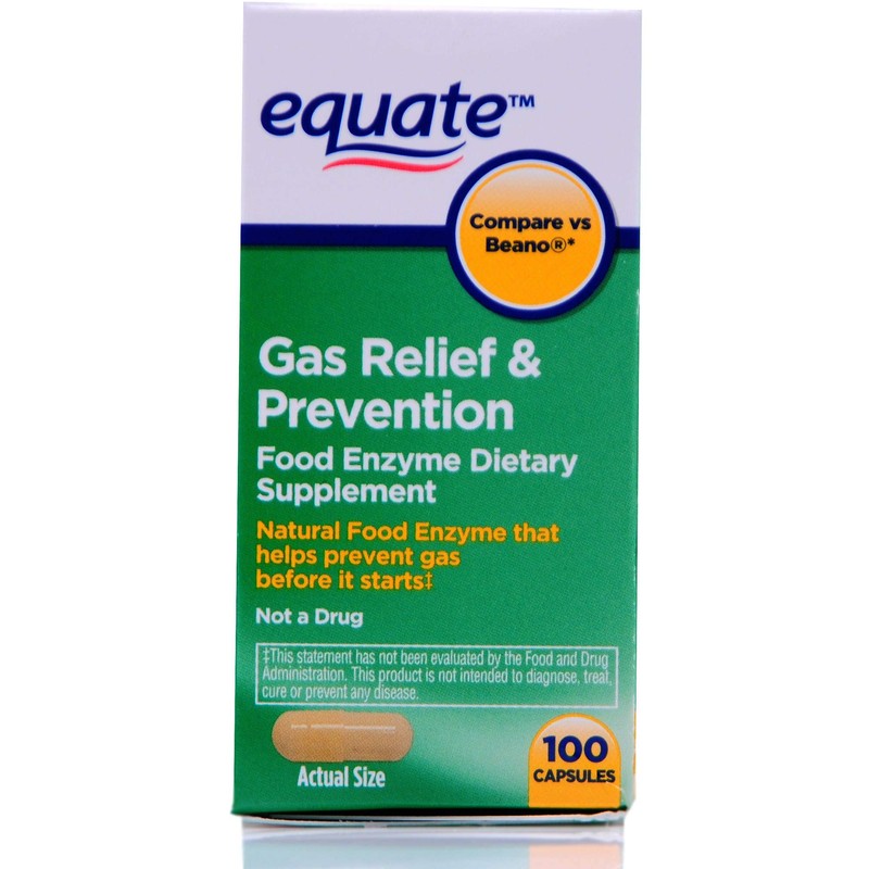 Equate Gas Bloating Relief and Prevention, Food Enzyme Dietary Supplement,