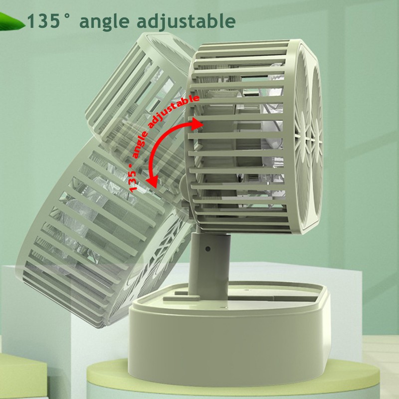 Double Motor Folding Tabletop Fan Rotating Cooling Fan 3 Speed