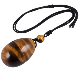 mookaitedecor Natural Tiger’s Eye Crystal Water Drop Pendant Necklace for Women Men, Crystal Egg Tumbled Stone Necklace Oval Semi Precious Stone Necklace Healing Crystal Reiki Chakra Jewellery Gift