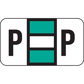15/16" H x 1-5/8" W Light Green Jeter 0200 15/16" Alpha Label 'P' (500/Roll) - TBBS-91736