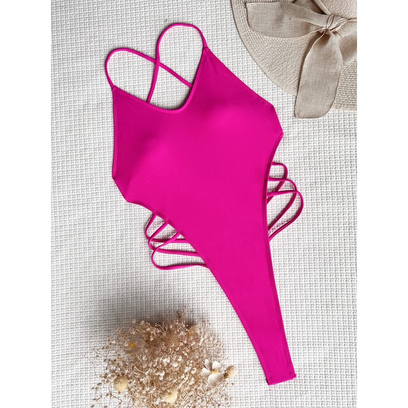 Faringoto Women's One Piece Swimsuit Cutout Bathing Suits Thong, M,