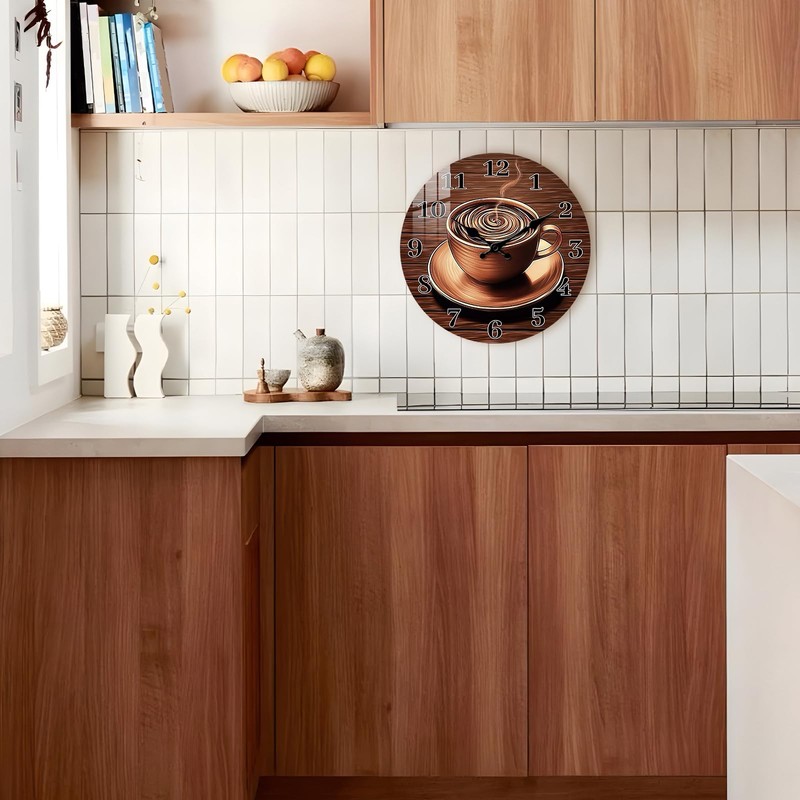 Tomopetime Kitchen Wall-Clocks for Farmhouse Deco - Coffee Cup Clock