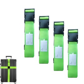 ALTIJARAT INT - 5/220 CM Polypropylene Green - 4 Pcs Suitcase Straps With Information Card – Luggage Straps for Suitcases.