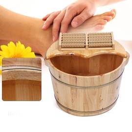 YIYIBYUS Foot Baths Wood Foot Tub, Wood Foot Bath with Massager and lid SoIid Wood Handmade,Wooden Foot Basin Set for Soaking Feet Spa Foot Care