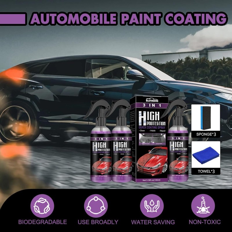 3Pcs Car Coating Spray, High Protection 3 in 1 Spray,
