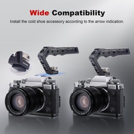 Mechrig Cold Shoe Camera Handle Grip with ARRI Pin & Triple Threads - CNC Aluminum Top Handle for DSLR/Camera Cage/Monitor/Microphone (15kg Load) 62078