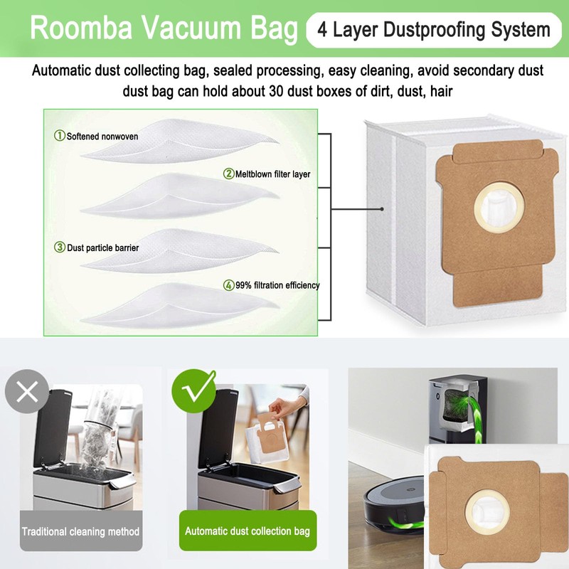 12 Pack Q0520 Vacuum Bags for iRobot Roomba Vacuum 2