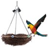 Rattan Birds Parrot Straw Nest Swing Hanging Toy with Bells
